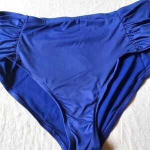 Apt. 9 Womens Royal Blue Ruched High Waisted Swim Bottoms Plus Size 1X 8KAAJ99W